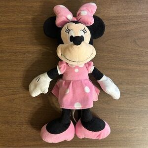 Disney Plush Minnie Mouse Pink Polka Dot Dress 18”
